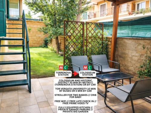 Torre Angela Apartment | Golden Stay Rome - Entire Apartment for 6 People with Private Garden and Garage - Close to Metro C