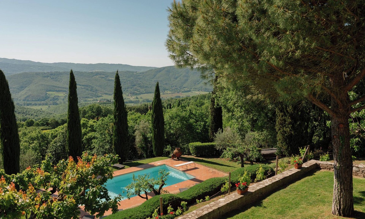Bivio Lugnano Villa | Luxury Peaceful Villa With Vine Covered Pergola Enjoying Panoramic Views.