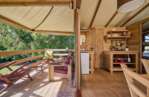 Piombino RV Rental | Glamping 'Familiare Vicino Al Mare' with Private Terrace, Private Garden and Wi-Fi