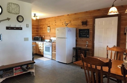 Alpine Village Cabin | Rustic and charming dog-friendly mountain retreat with deck, W/D, & amazing view