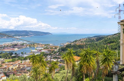 La Spezia Villa | Villa le palme-Pool, garden, terrace & sea view