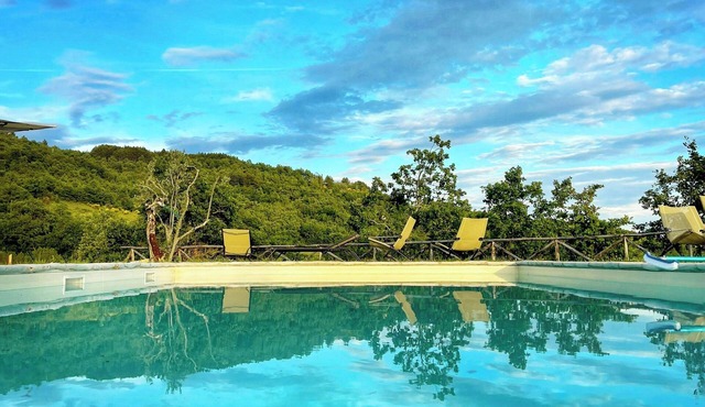 Historic farmhouse with panoramic pool